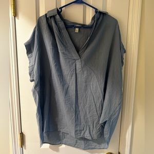 XL flowy light blue cotton blouse. Very loose fit.